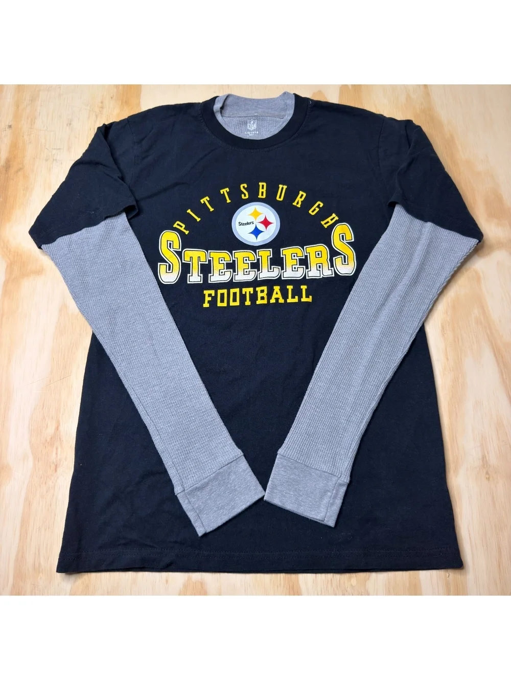 NFL Pittsburgh Steelers Big Kids Tee with Thermal Sleeves Size L(14/16)